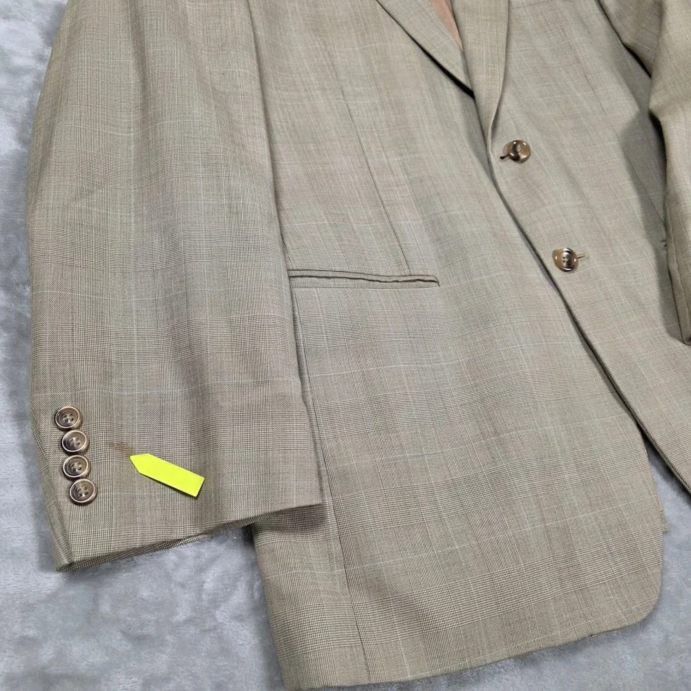 Jos. A. Bank Blazer Mens Tan Fair Glen Plaid 44R‎ Two Button Sport Coat Cashmere